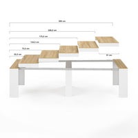 IDMarket - Consolle allungabile ORLANDO, 14 persone, 300 cm, finitura bianco e faggio