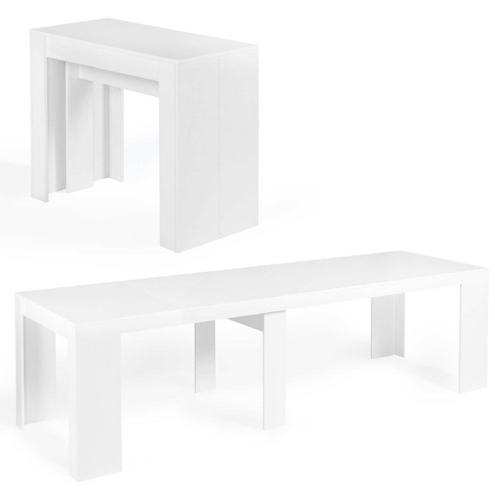 IDMarket - Consolle allungabile ORLANDO, 14 persone, 300 cm, legno bianco