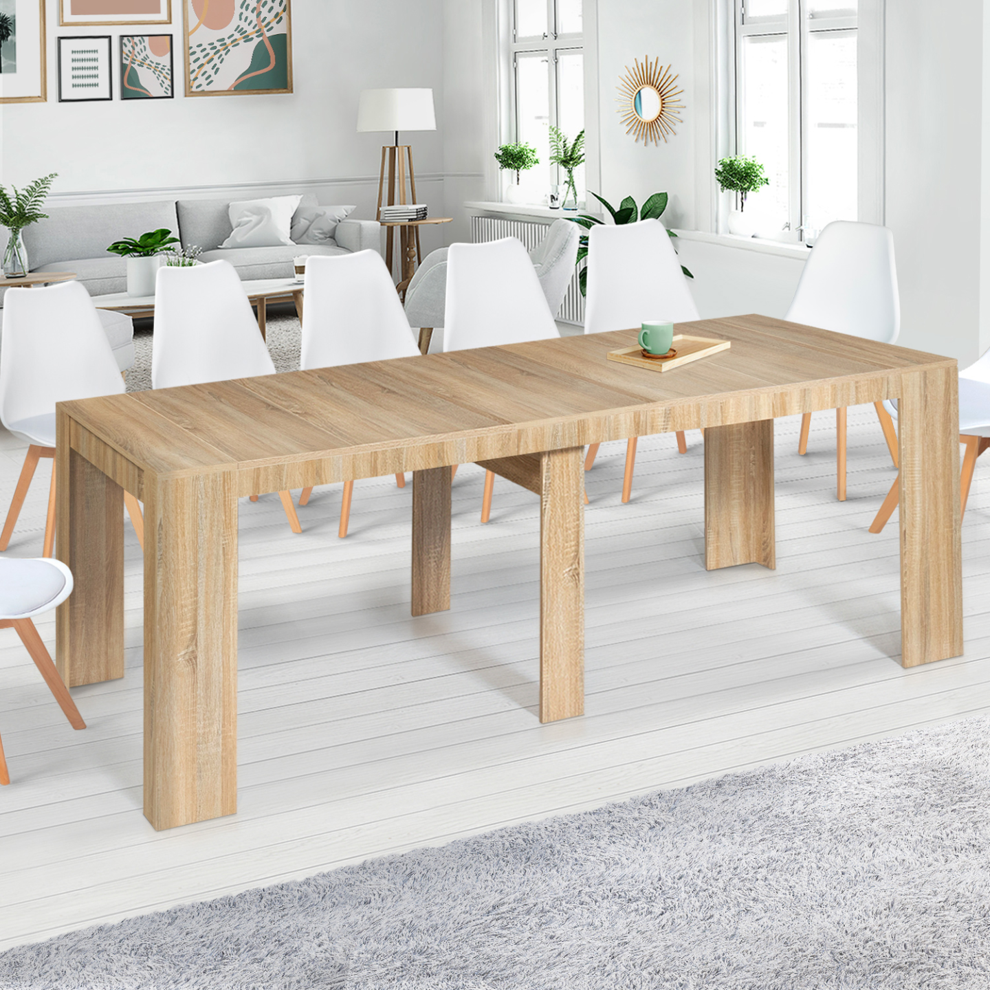 IDMarket - Consolle allungabile ORLANDO, 14 persone, 300 cm, legno effetto faggio
