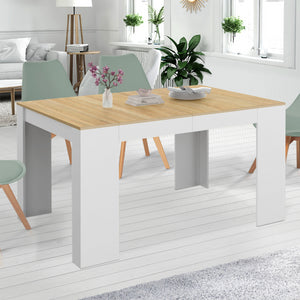 IDMarket - Consolle allungabile ORLANDO 6 posti 140 cm legno bianco e faggio impiallacciato