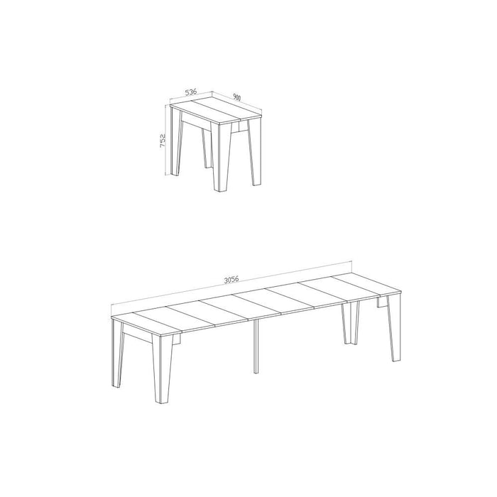 Consolle allungabile Petra con 6 allunghe colore bianco rustico