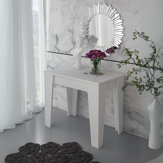 Consolle allungabile Petra con 6 allunghe colore bianco rustico