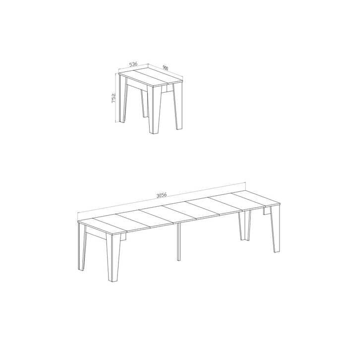 Consolle allungabile Petra 90x53,6x75,2H cm colore ossido