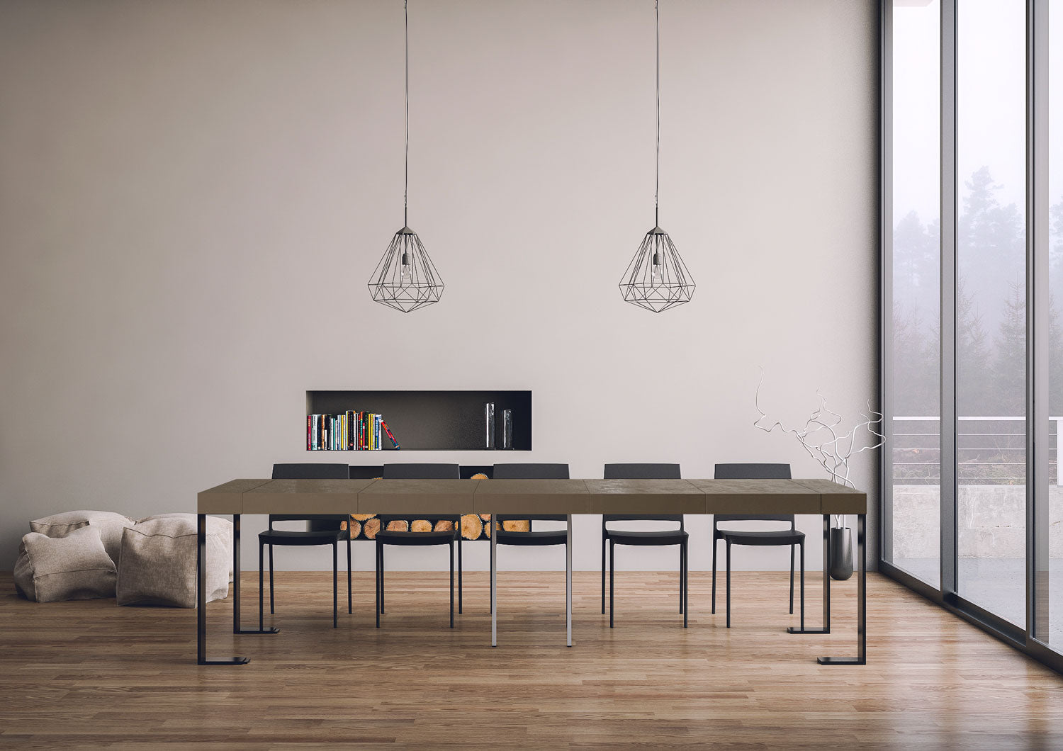 Consolle allungabile 90x40/300 cm Tecno Premium tortora