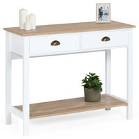 IDMarket - Consolle country a 2 cassetti ISIS 1 ripiano legno e bianco