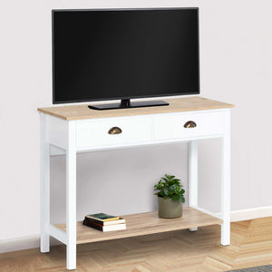 IDMarket - Consolle country a 2 cassetti ISIS 1 ripiano legno e bianco