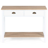 IDMarket - Consolle country a 2 cassetti ISIS 1 ripiano legno e bianco