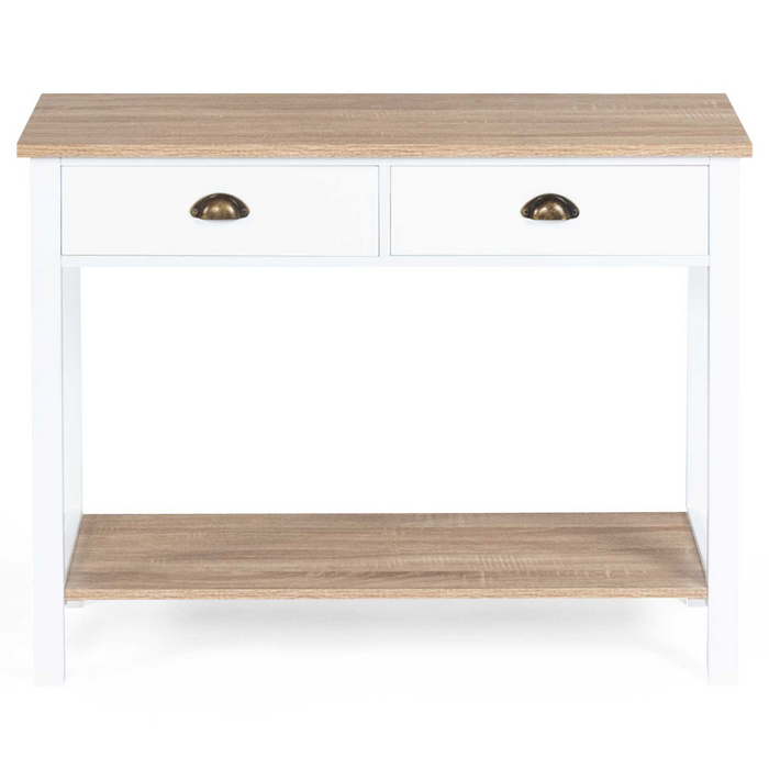 IDMarket - Consolle country a 2 cassetti ISIS 1 ripiano legno e bianco