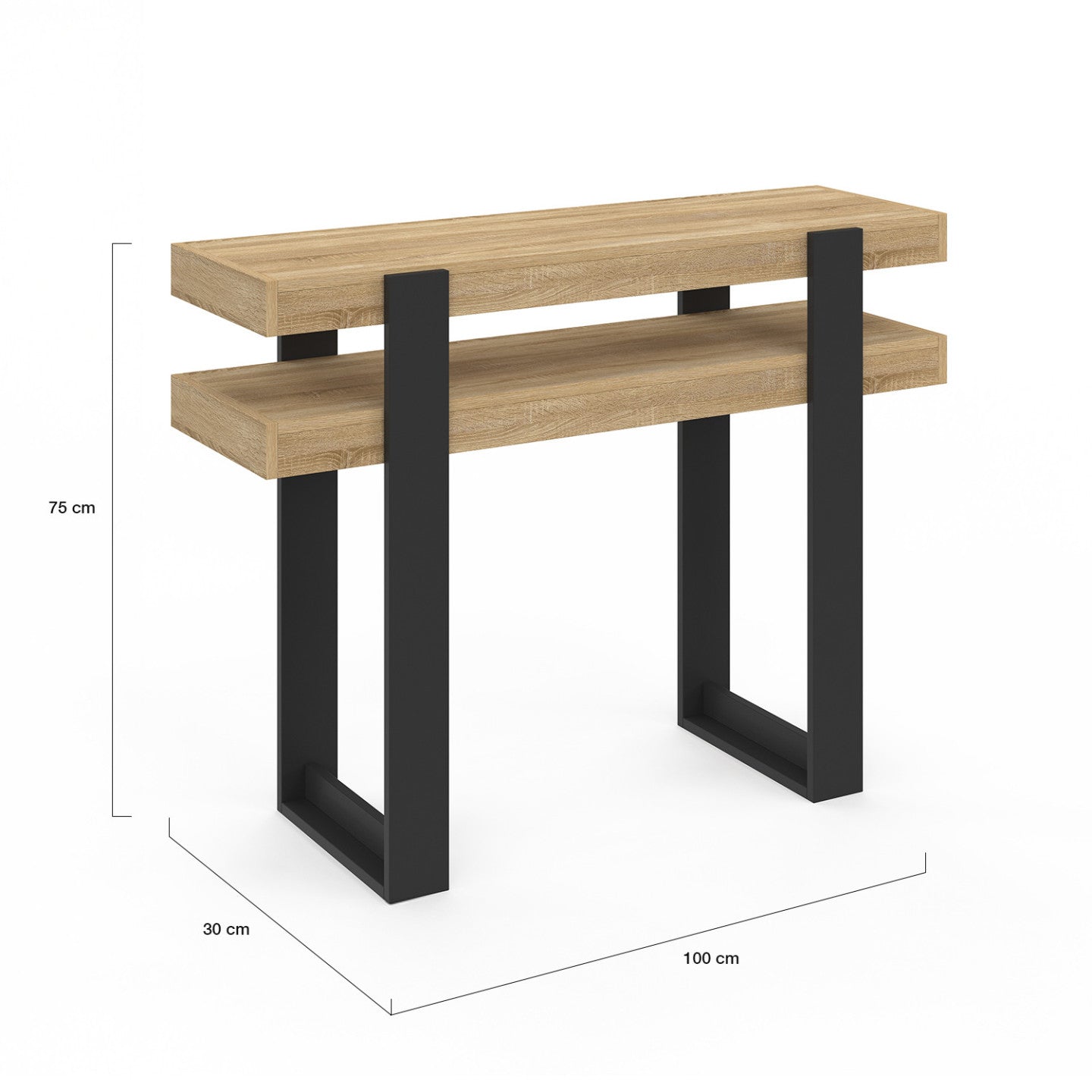 IDMarket - Consolle doppia PHOENIX in legno e nero