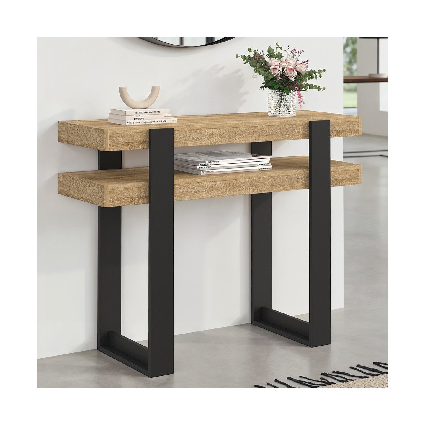 IDMarket - Consolle doppia PHOENIX in legno e nero