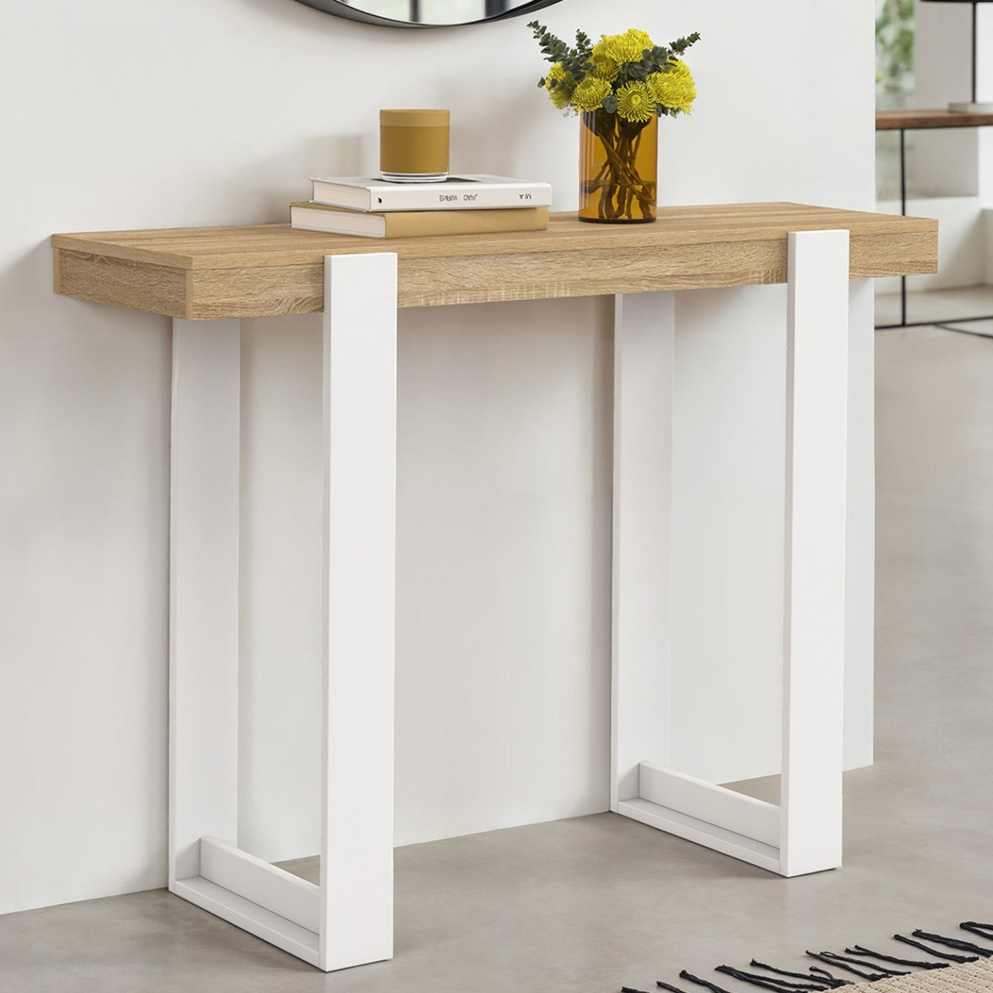 IDMarket - Consolle PHOENIX in legno e bianco