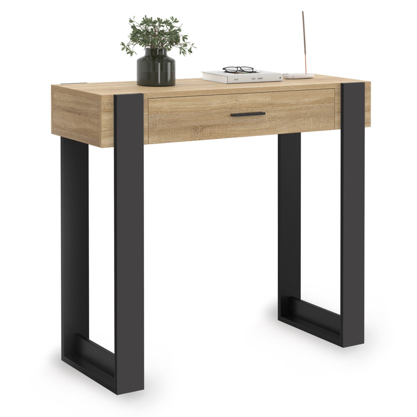 IDMarket - Consolle PHOENIX in legno e nero a 1 cassetto