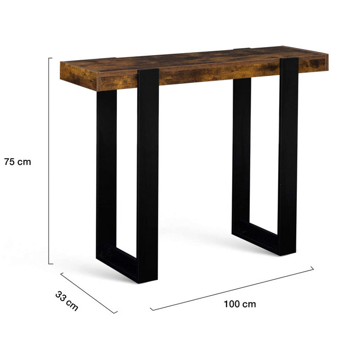IDMarket - Consolle PHOENIX in legno effetto invecchiato e nero