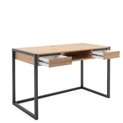 Scrivania industry 2 cassetti Rovere Nodato e Antracite, ZFRMADEV30