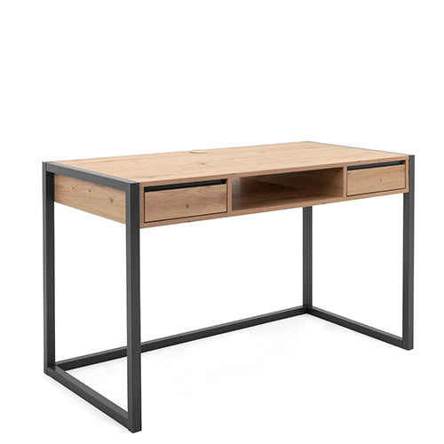 Scrivania industry 2 cassetti Rovere Nodato e Antracite, ZFRMADEV30