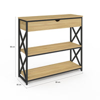 IDMarket - Consolle WAYNE a 1 cassetto con 2 ripiani, design industriale