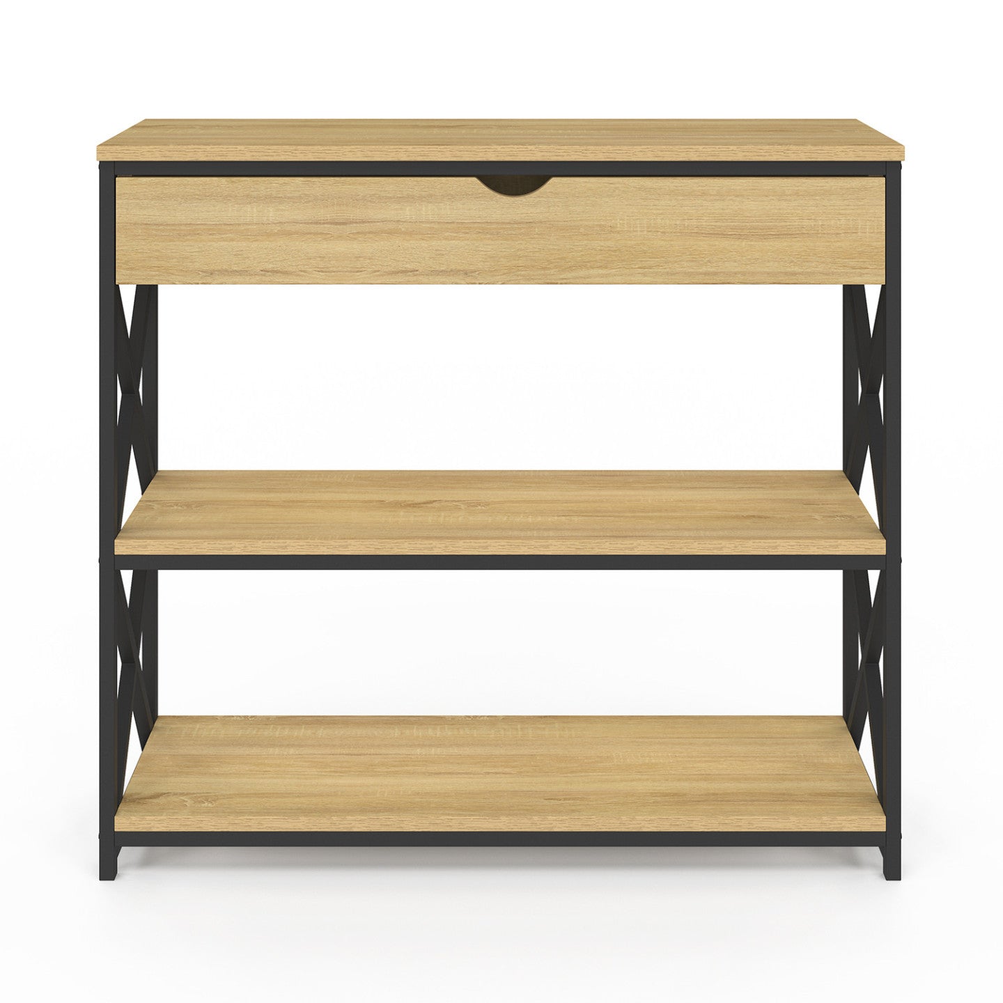 IDMarket - Consolle WAYNE a 1 cassetto con 2 ripiani, design industriale