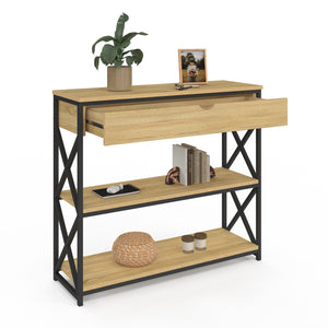 IDMarket - Consolle WAYNE a 1 cassetto con 2 ripiani, design industriale