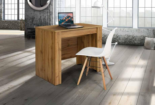 Consolle-tavolo in rovere nodato nobilitato con 4 allunghe da 45 cm misura l.90 p.50 h.75