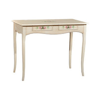 Consolle in legno 2 cassetti laccato avorio patinato con decori misura l.101 p.54 h.80