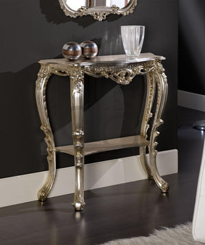 Consolle barocca in foglia argento misura  l.86 x h. 83 x  p.29