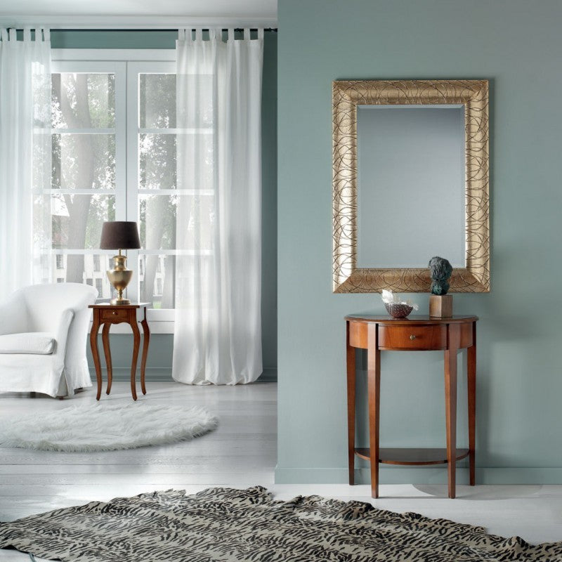 Consolle in legno 1 cassetto tinta noce con intarsio l.62 p.32 h.77 (3117) - Mobili 2G