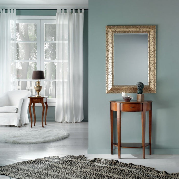 Consolle in legno 1 cassetto tinta noce con intarsio l.62 p.32 h.77 (3117) - Mobili 2G