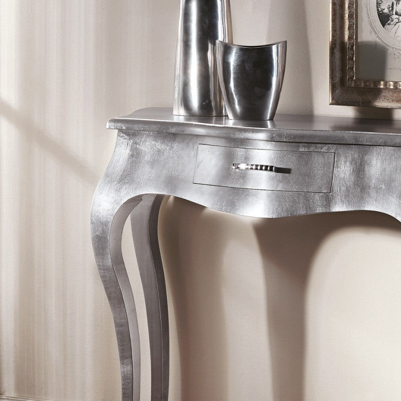 Consolle 1 cassett0 in vera foglia argento misure l.104 p.38 h.88 (1449) - Mobili 2G