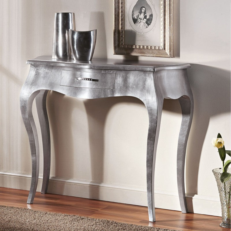 Consolle 1 cassett0 in vera foglia argento misure l.104 p.38 h.88 (1449) - Mobili 2G