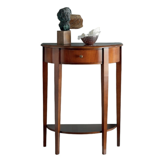 Consolle in legno 1 cassetto tinta noce con intarsio l.62 p.32 h.77 (3117) - Mobili 2G