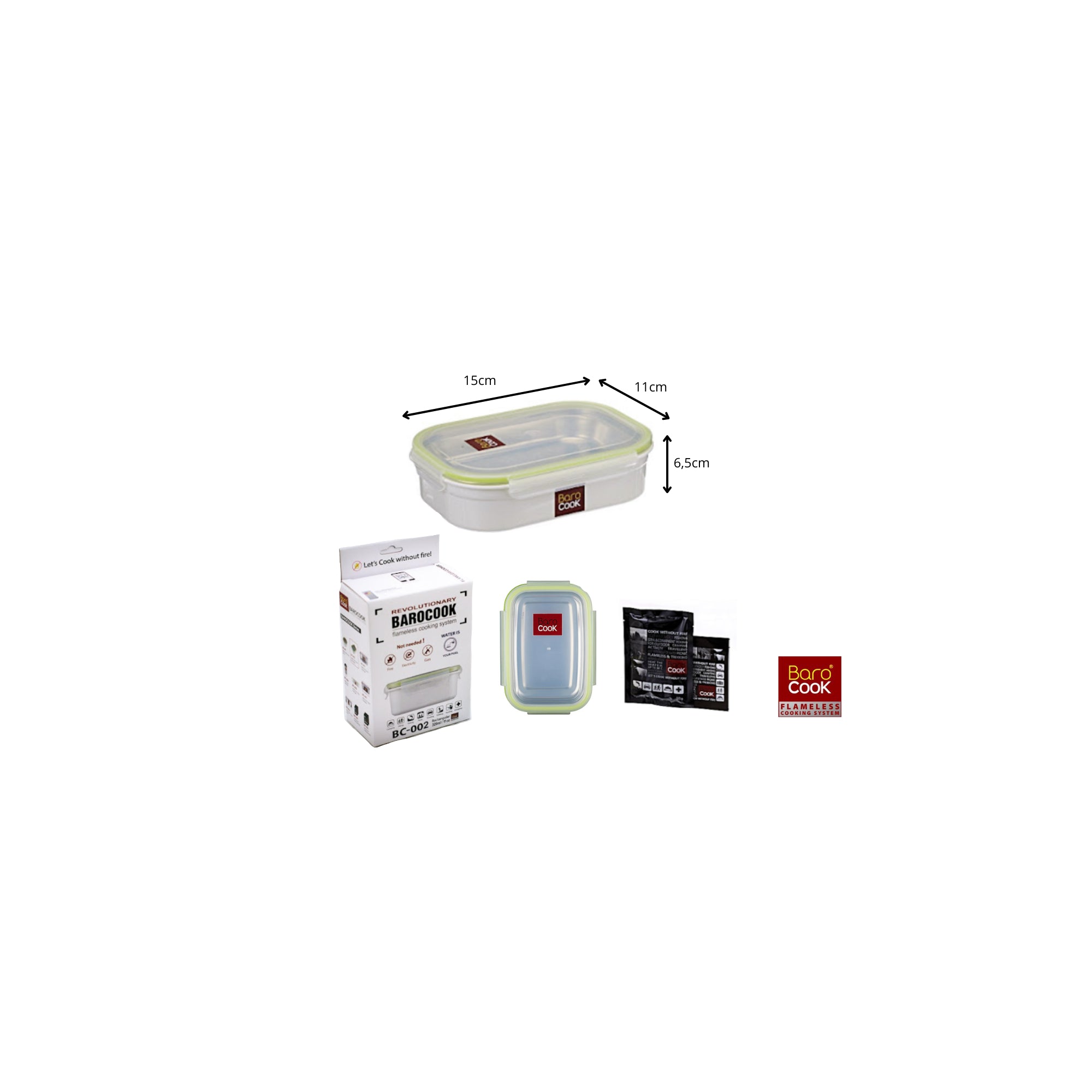 Contenitore per alimenti rettangolare autoriscaldante - Barocook - Capacità: 320 ml