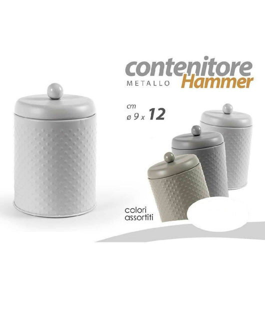 Contenitore Barattolo Hammer Multiuso In Metallo Colori Assortiti 9x12 Cm 783395         