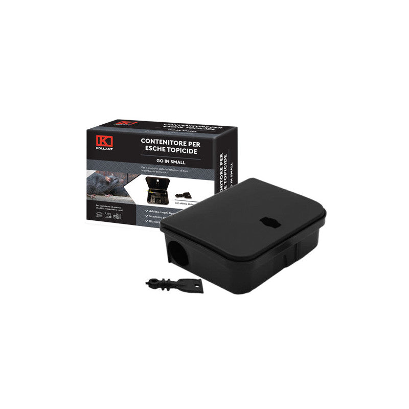 Contenitore esca topicida GO-IN small – plastica nera 13×10×4 cm – Kollant