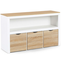 IDMarket - Contenitore per bambini MANA bianco e faggio con 3 cassetti a cubo su rotelle