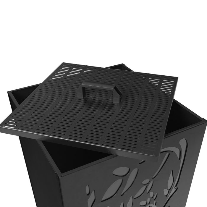 IDMarket - Contenitore per pellet 45 kg nero 36 x 36 x 76 cm - motivo floreale