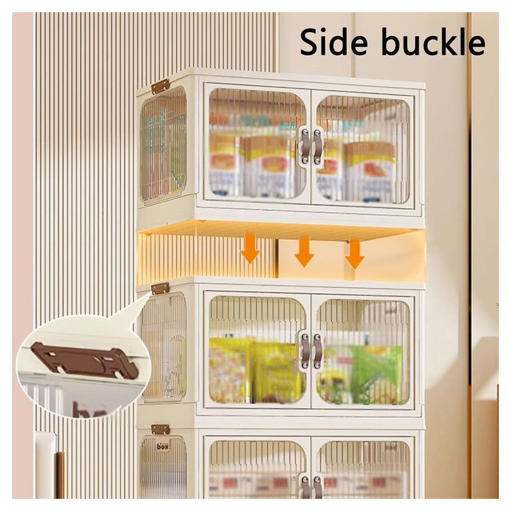 Trade Shop - Contenitore Portaoggetti In Plastica Con Coperchio Pieghevole A Doppia Porta Armadio         