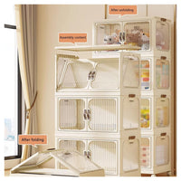 Trade Shop - Contenitore Portaoggetti In Plastica Con Coperchio Pieghevole A Doppia Porta Armadio         