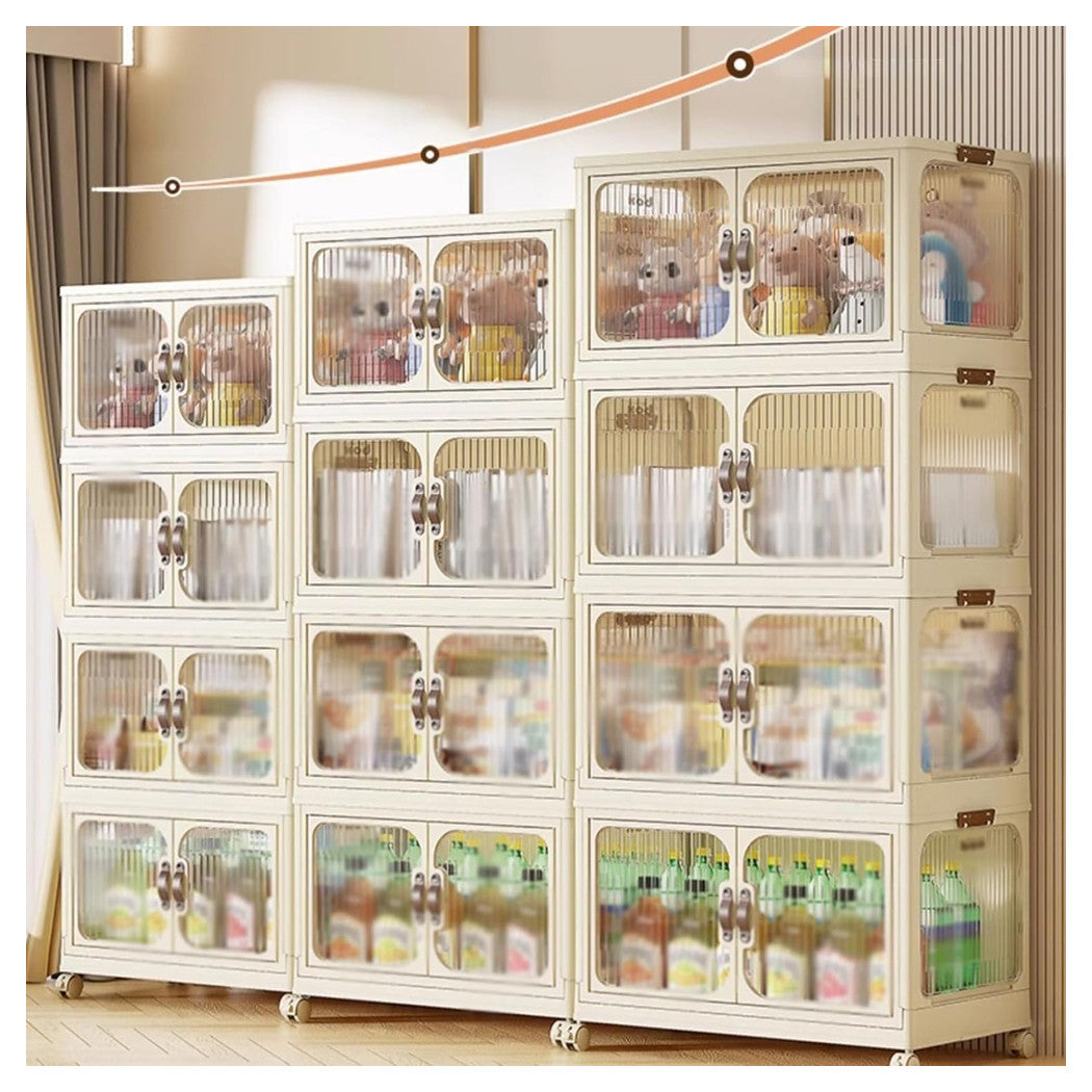 Trade Shop - Contenitore Portaoggetti In Plastica Con Coperchio Pieghevole A Doppia Porta Armadio         