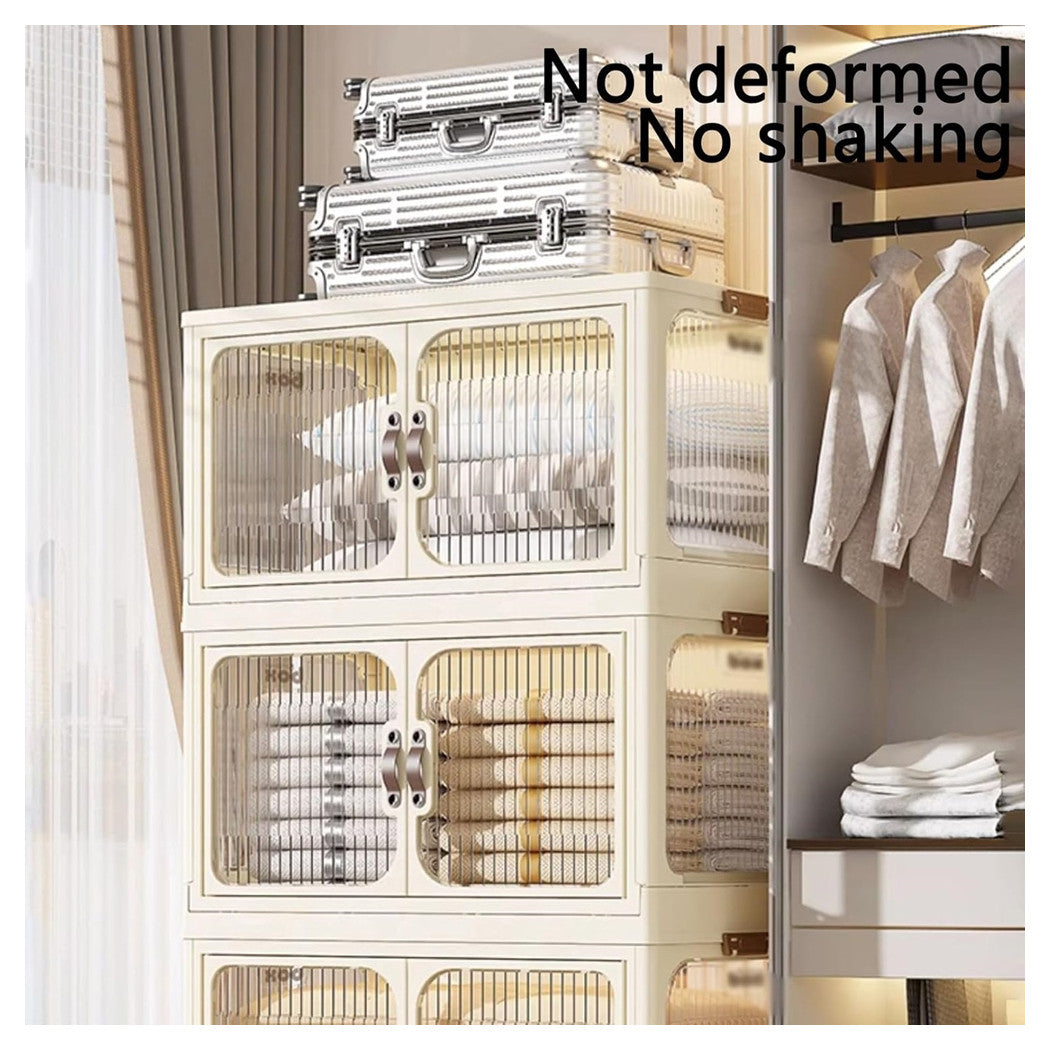 Trade Shop - Contenitore Portaoggetti In Plastica Con Coperchio Pieghevole A Doppia Porta Armadio         