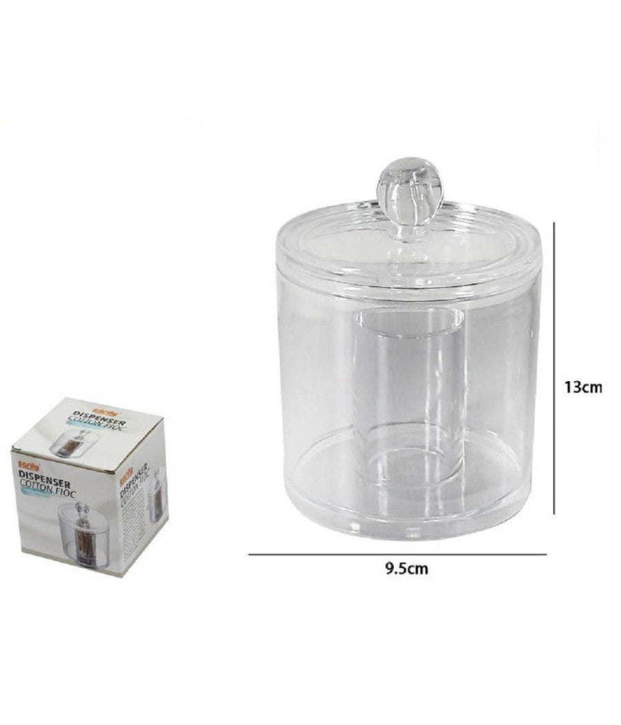 Contenitore Rotondo Cotton Fioc Ovatta Make Up 2 Scomparti Organizer Bagno 10238         