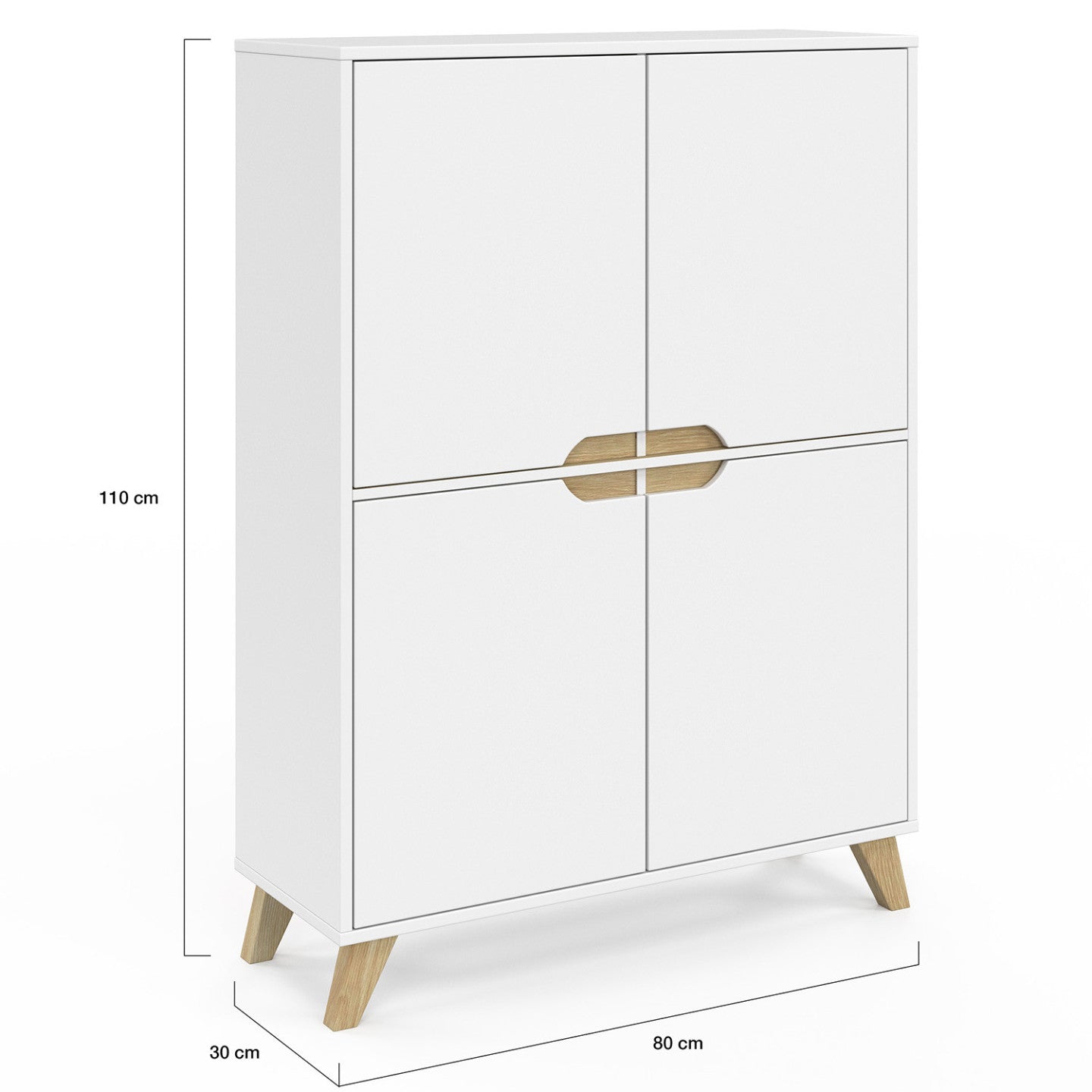 IDMarket - Contenitore scandinavo bianco a 4 ante TROMSO