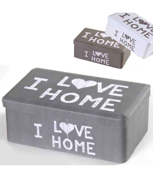 Contenitore Scatola Latta Multiuso 18x11x7cm I Love Home Colori Assortiti 710483         