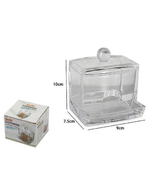 Contenitore Trasparente Dispenser Cotton Fioc Ricaricabile Coperchio Organizer 10237         