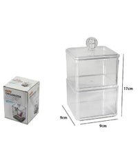 Contenitore Trasparente Porta Ovatta Cotton Fioc 2 Piani Organizer Bagno 10242         