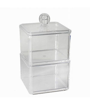 Contenitore Trasparente Porta Ovatta Cotton Fioc 2 Piani Organizer Bagno 10242         