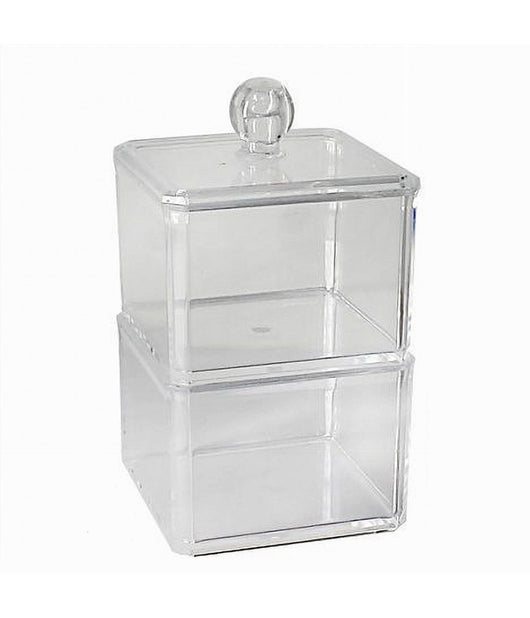 Contenitore Trasparente Porta Ovatta Cotton Fioc 2 Piani Organizer Bagno 10242         