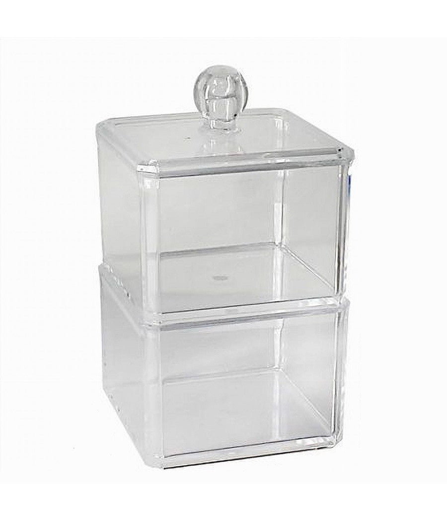 Contenitore Trasparente Porta Ovatta Cotton Fioc 2 Piani Organizer Bagno 10242         