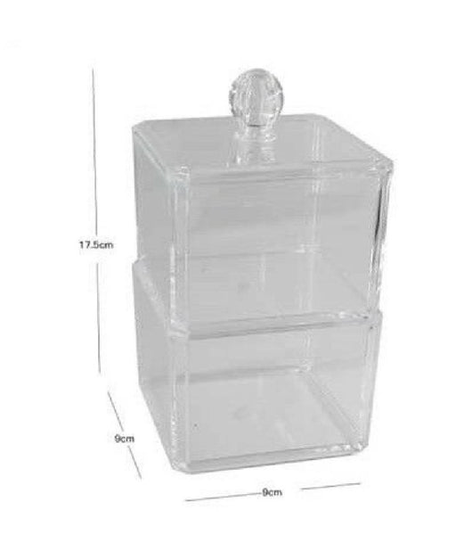 Contenitore Trasparente Porta Ovatta Cotton Fioc 2 Piani Organizer Bagno 10242         