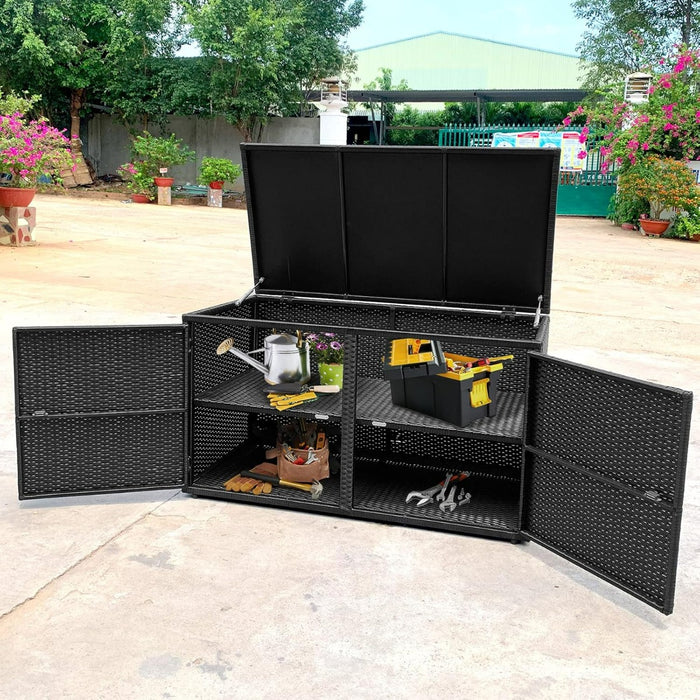 Contenitore di stoccaggio con coperchio 2 ripiani telaio in acciaio-Box per conservazione di oggetti Nero