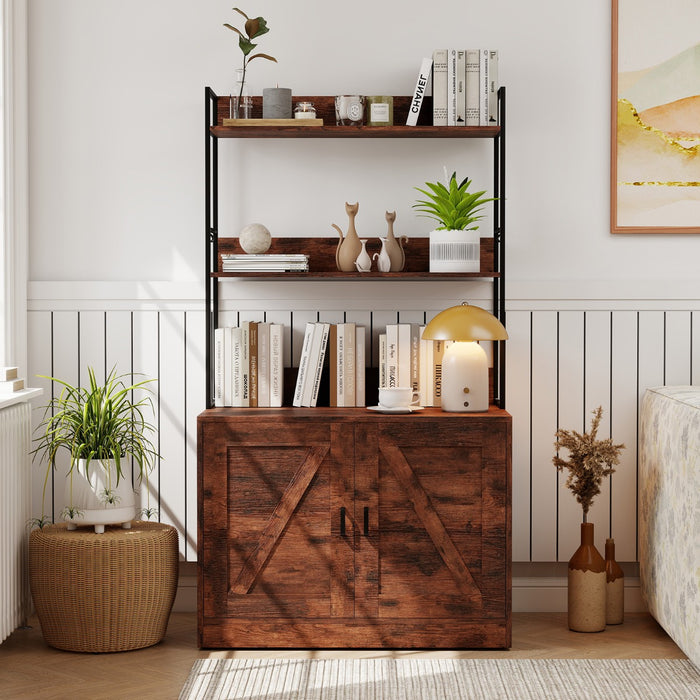 Mobile moderna per lettiera per gatti armadietto nascosto per bagno per gatti con 3 ripiani, Mobile industriale Marrone-Gatti